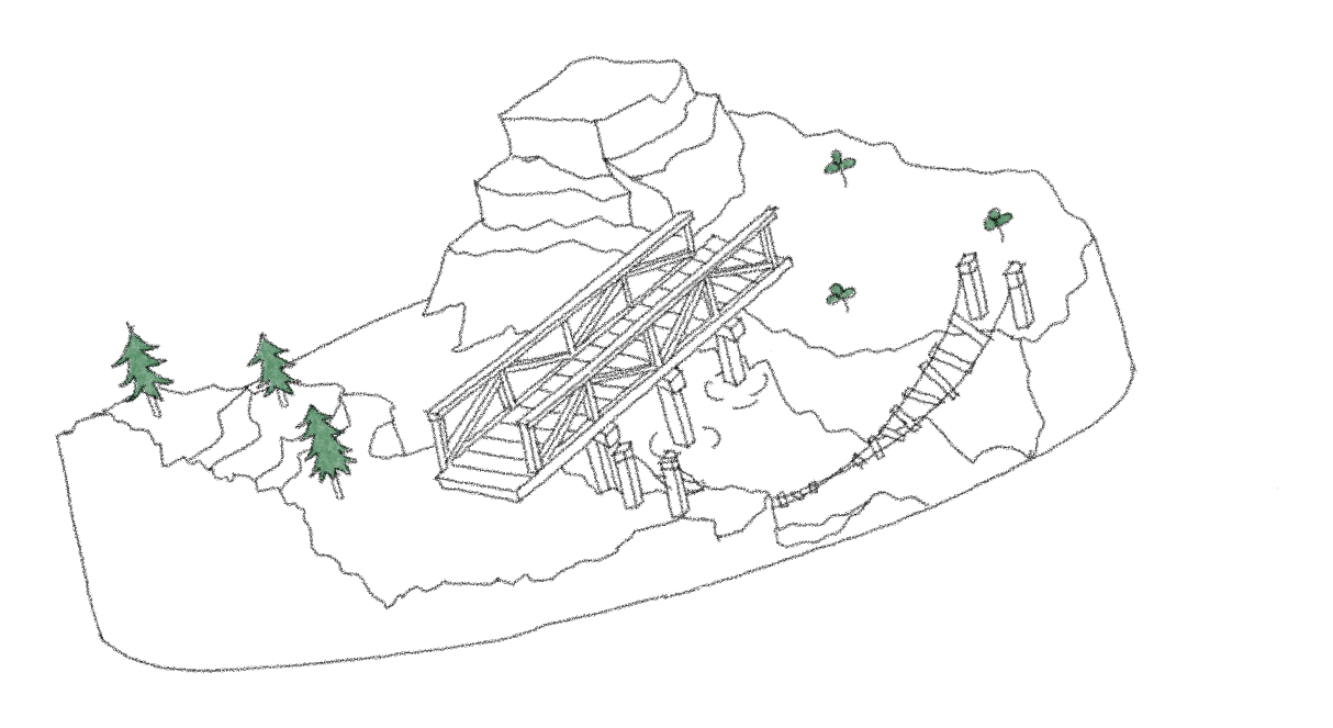 Abstract green and black cross-section representing partnerships and coalitions.