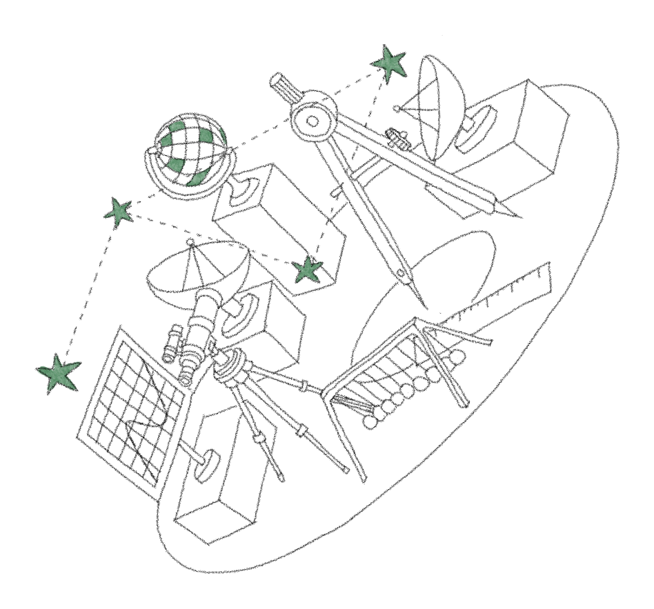 Abstract green and black cross-section representing tools for understanding complex systems.
